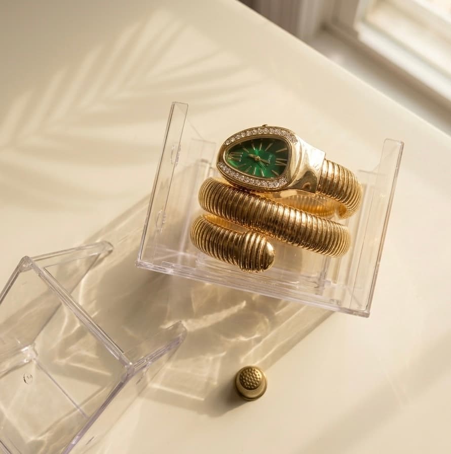 Green Sassy serpent watch aspect 2
